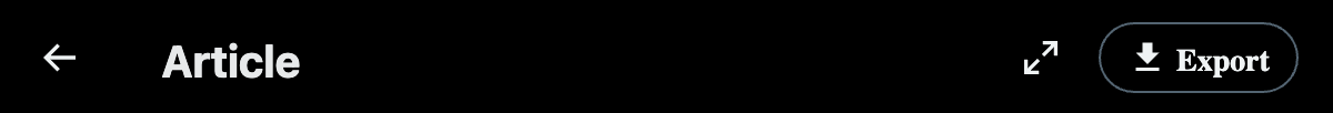 The Export button added to the X article header, next to the Focus mode control